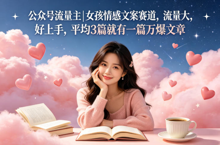 公众号流量主女孩情感文案赛道，流量大，好上手，平均3篇就有一篇万爆文章-网赚36计