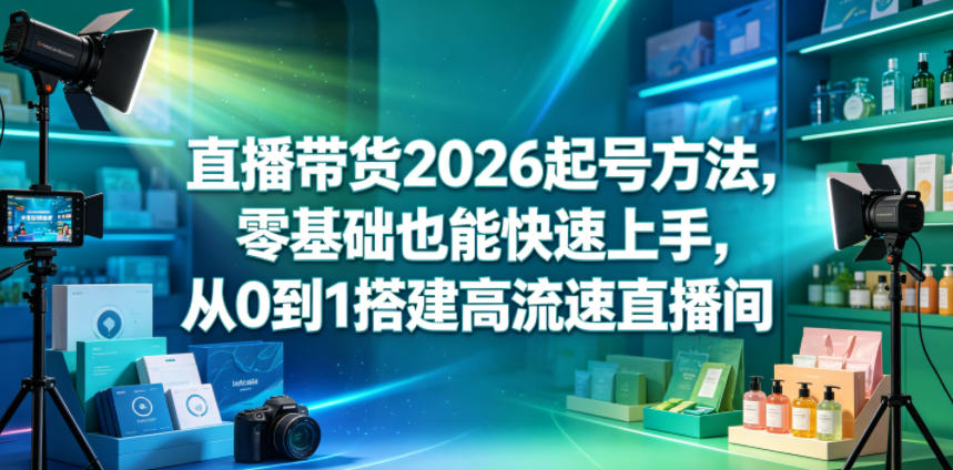 直播带货2026起号方法,零基础也能快速上手,从0到1搭建高流速直播间-网赚36计