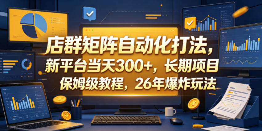 店群矩阵自动化打法,新平台当天300+,长期项目,保姆级教程,26年爆炸玩法【揭秘】-网赚36计