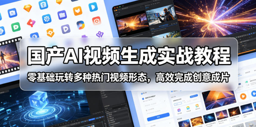 国产AI视频生成实战教程，零基础玩转多种热门视频形态，高效完成创意成片-网赚36计