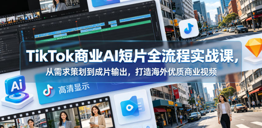 TikTok商业AI短片全流程实战课,从需求策划到成片输出,打造海外优质商业视频-网赚36计
