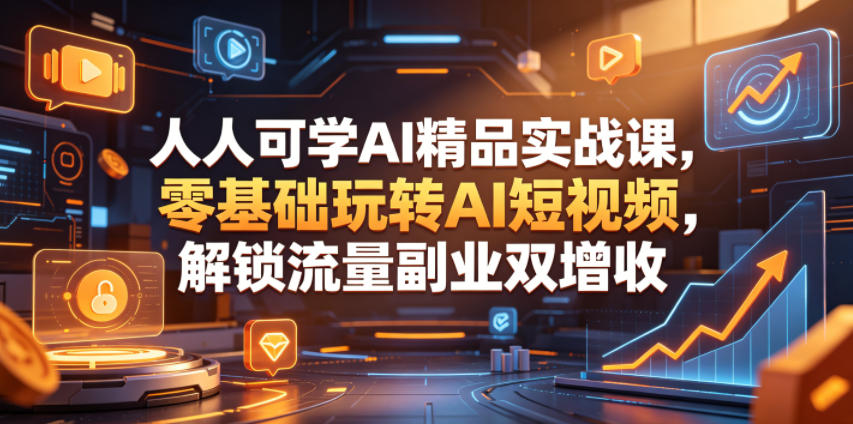 人人可学AI精品实战课,零基础玩转AI短视频,解锁流量副业双增收-网赚36计
