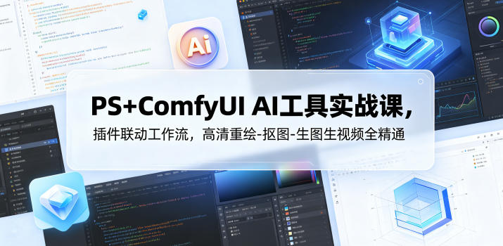PS+ComfyUI AI工具实战课，插件联动工作流，高清重绘-抠图-生图生视频全精通-网赚36计