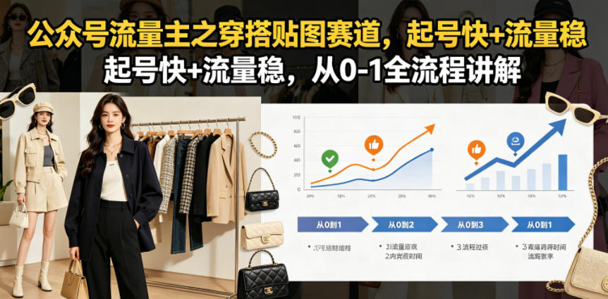 公众号流量主之穿搭贴图赛道，起号快+流量稳，从0-1全流程讲解-网赚36计