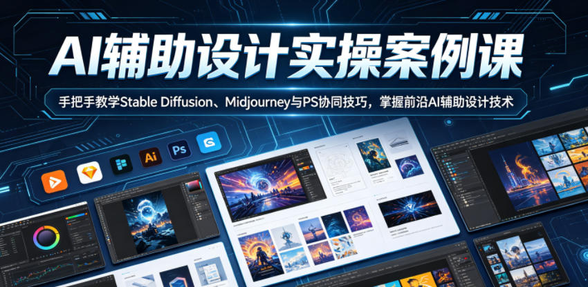AI辅助设计实操案例课，手把手教学Stable Diffusion、Midjourney与PS协同技巧，掌握前沿AI辅助设计技术-网赚36计