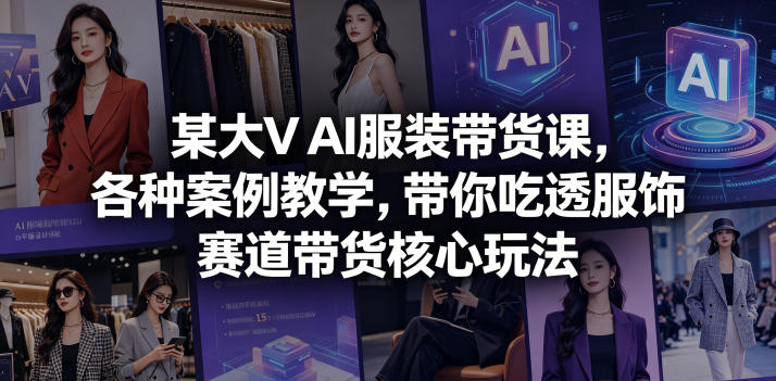 某大V AI服装带货课，各种案例教学，带你吃透服饰赛道带货核心玩法-网赚36计