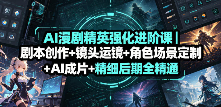 AI漫剧精英强化进阶课｜剧本创作+镜头运镜+角色场景定制+AI成片+精细后期全精通-网赚36计