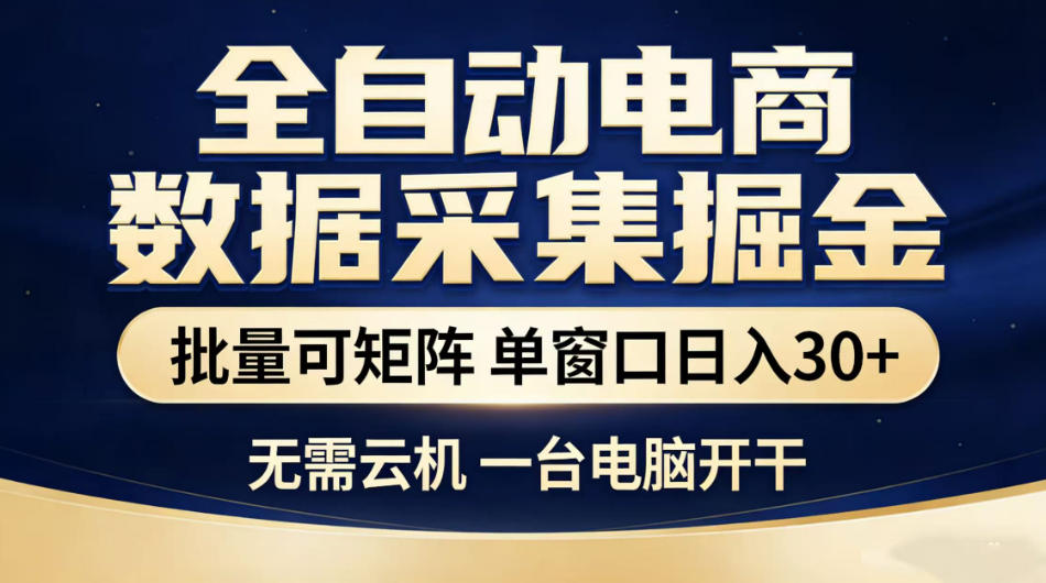 全自动电商数据采集掘金，批量可矩阵单窗口日入30+，无需云机一台电脑开干【揭秘】-网赚36计
