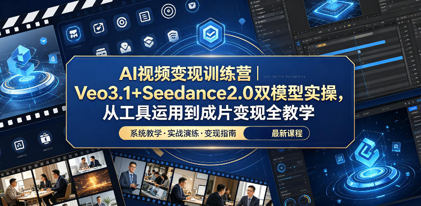AI视频变现训练营|Veo3.1+Seedance2.0双模型实操,从工具运用到成片变现全教学-网赚36计
