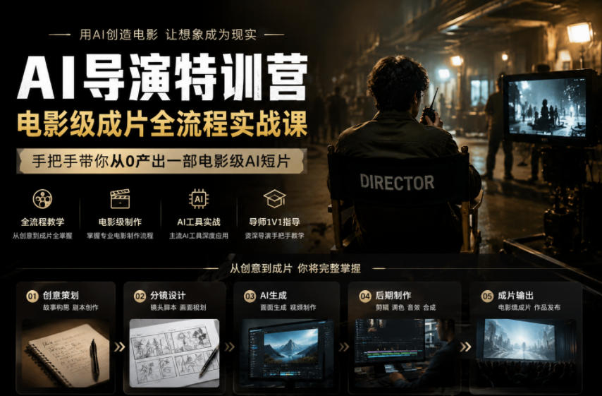 AI导演特训营,电影级成片全流程实战课,手把手带你从0产出一部电影级AI短片-网赚36计