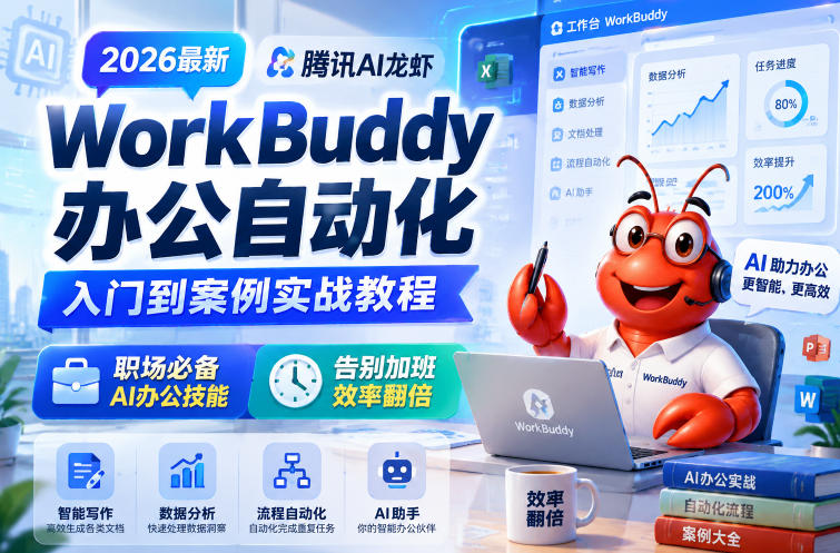 2026最新腾讯AI龙虾WorkBuddy办公自动化入门到案例实战教程,职场必备AI办公技能,告别加班,效率翻倍-网赚36计