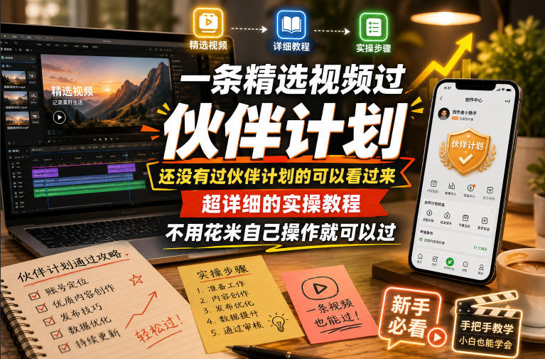 一条精选视频过伙伴计划,还没有过伙伴计划的可以看过来,超详细的实操教程,不用花米自己操作就可以过-网赚36计