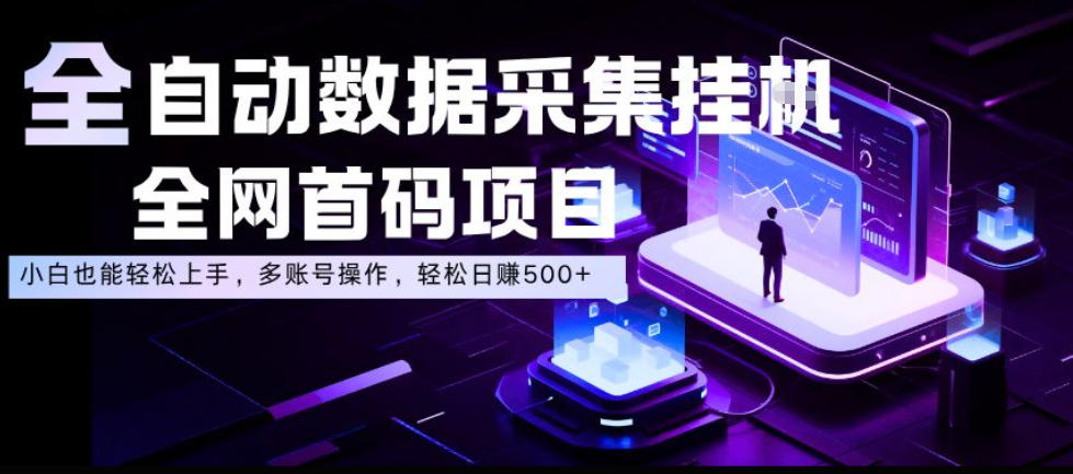 全自动数据采集挂G,全网首码项目,简单易操作,小白也能轻松上手,多账号操作,轻松日入500+【揭秘】-网赚36计