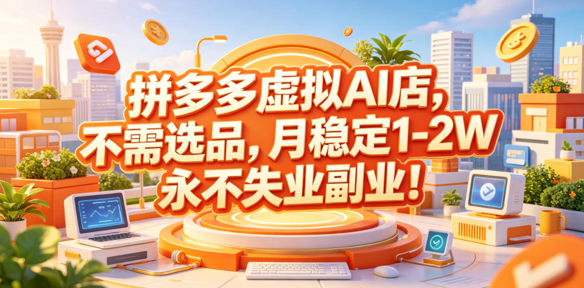 拼多多虚拟AI店,不需选品,月稳定1-2W,永不失业副业!【揭秘】-网赚36计