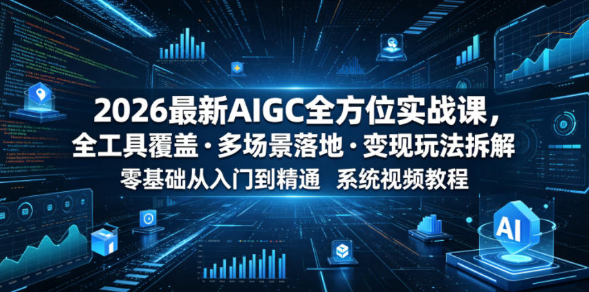 2026最新AIGC全方位实战课,全工具覆盖・多场景落地・变现玩法拆解,零基础从入门到精通系统视频教程-网赚36计