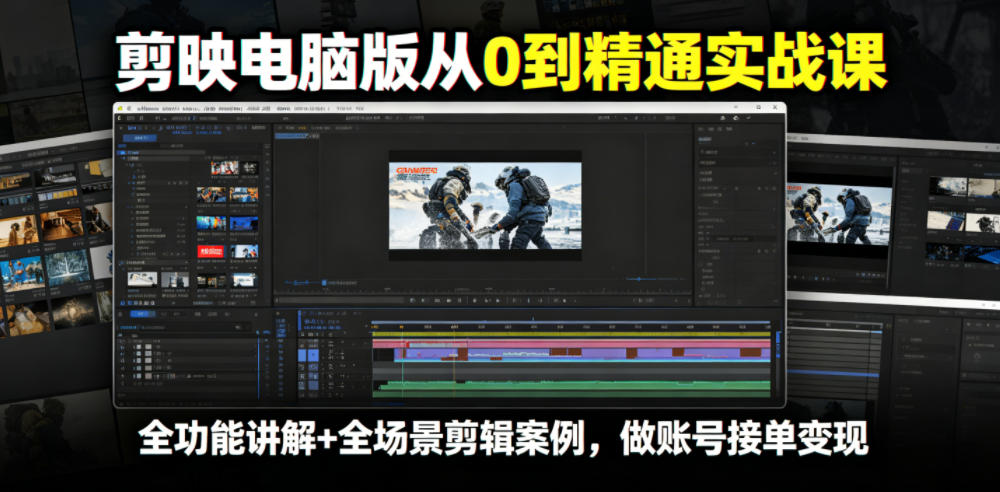 剪映电脑版从0到精通实战课,全功能讲解+全场景剪辑案例,做账号接单变现-网赚36计