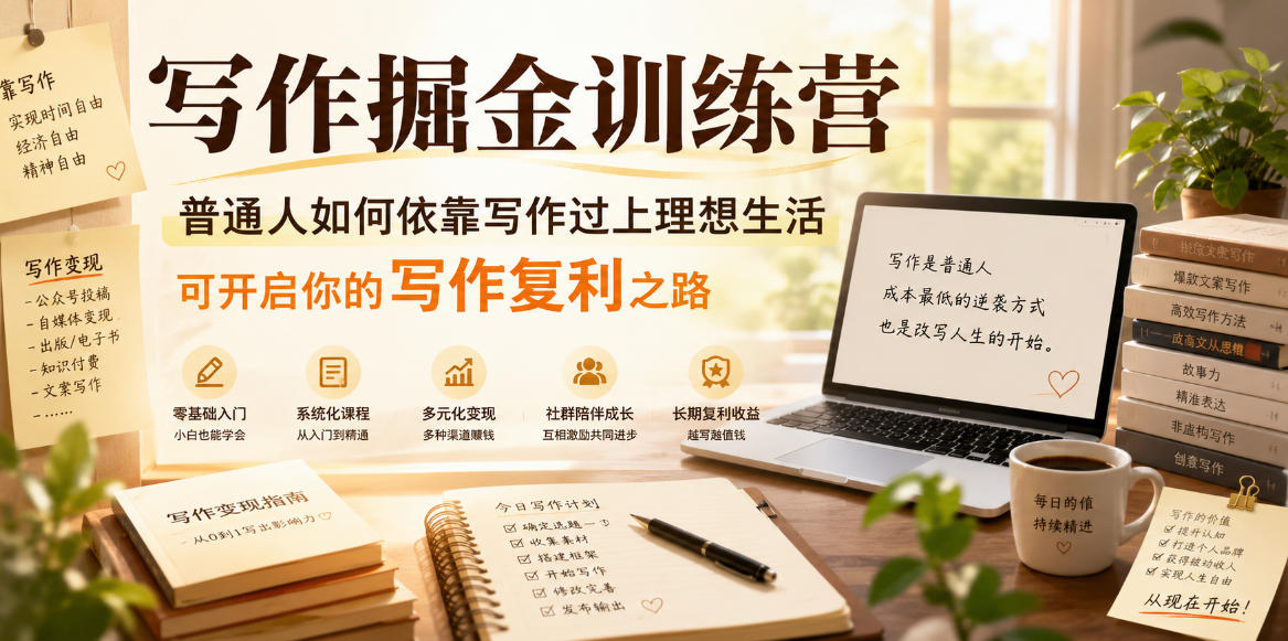 写作掘金训练营，普通人如何依靠写作过上理想生活，可开启你的写作复利之路（更新6月）-网赚36计
