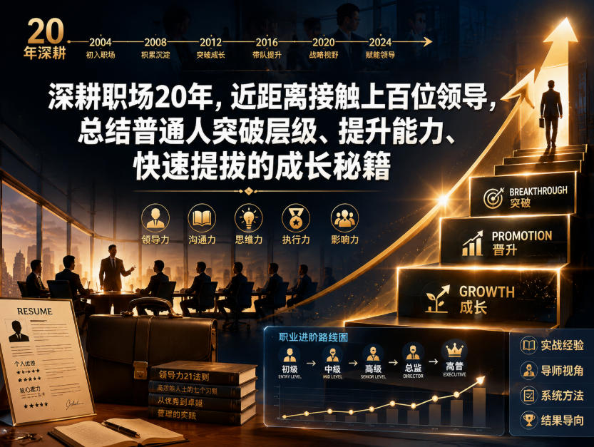 付费文章：深耕职场20年，近距离接触上百位领导，总结普通人突破层级、提升能力、快速提拔的成长秘籍（全网独家干货）-网赚36计