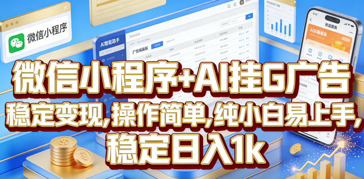 微信小程序+AI挂G广告,稳定变现,操作简单,纯小白易上手,稳定日入1k【揭秘】-网赚36计