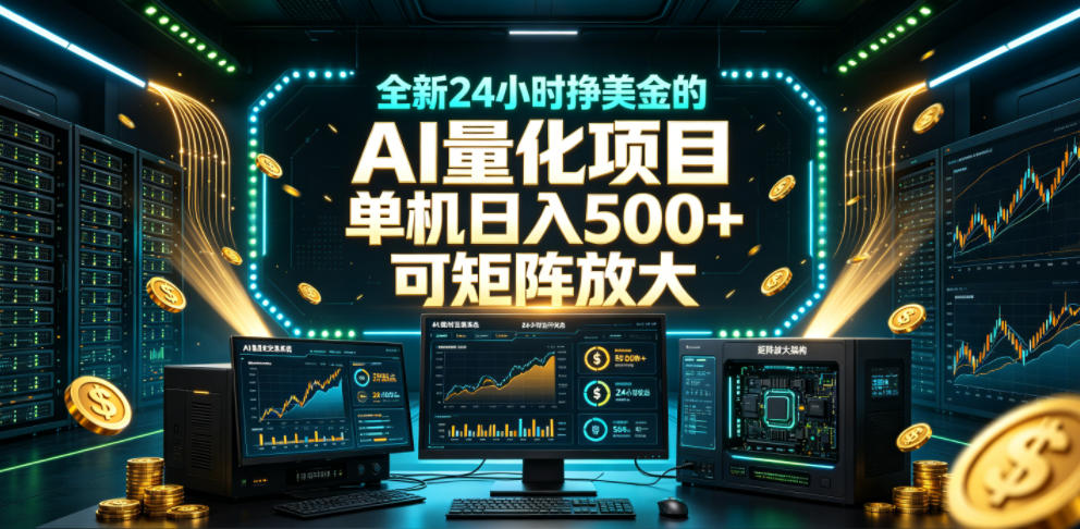 全新24小时挣美金的AI量化项目,单机日入500+,每天见收益,可矩阵放大【揭秘】-网赚36计