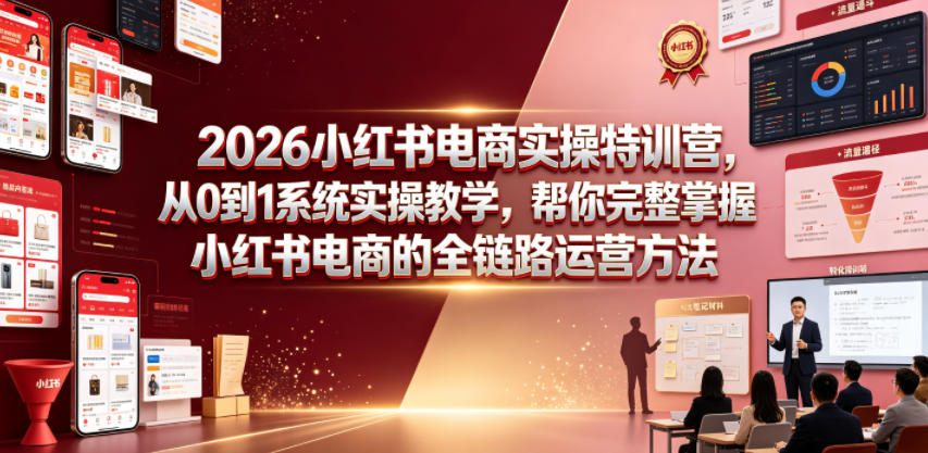 2026小红书电商实操特训营,从0到1系统实操教学,帮你完整掌握小红书电商的全链路运营方法-网赚36计