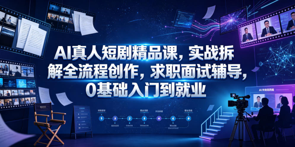 AI真人短剧精品课,实战拆解全流程创作,求职面试辅导,0基础入门到就业-网赚36计