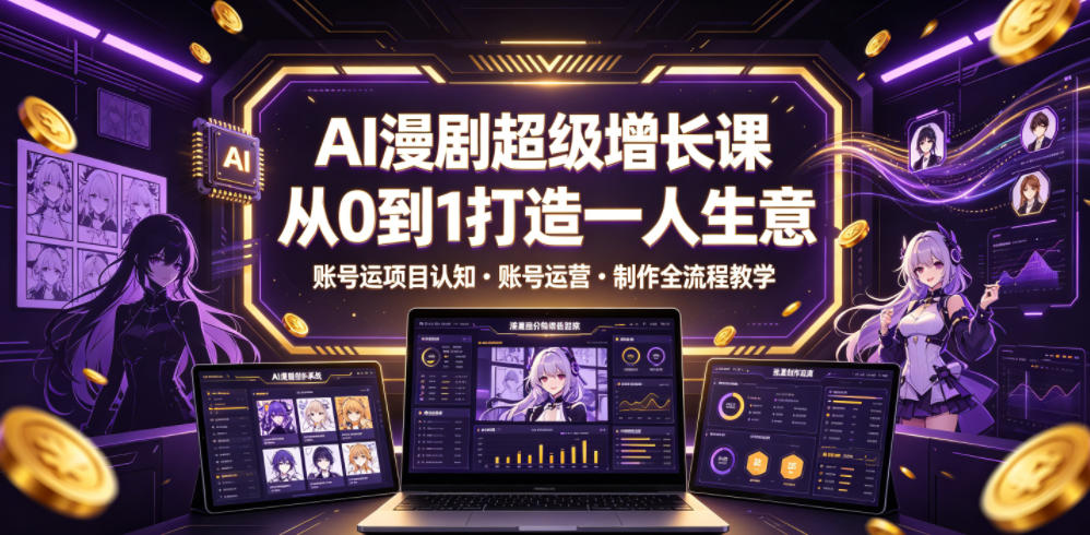AI漫剧超级增长课,从0到1打造一人生意,项目认知・账号运营・制作全流程教学-网赚36计