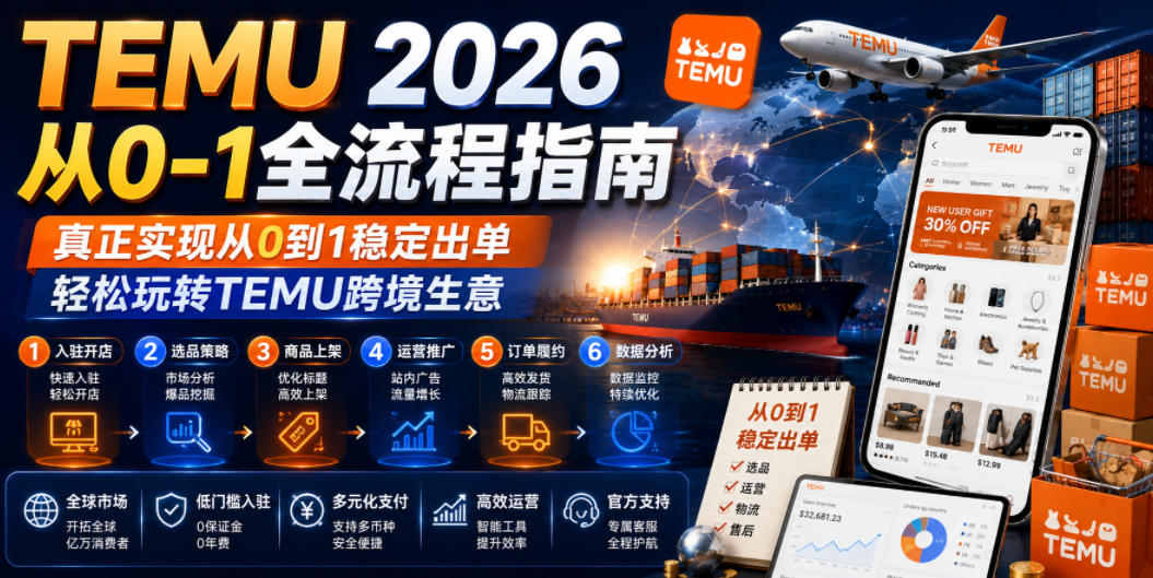 TEMU 2026从0-1全流程指南,真正实现从0到1稳定出单,轻松玩转TEMU跨境生意-网赚36计