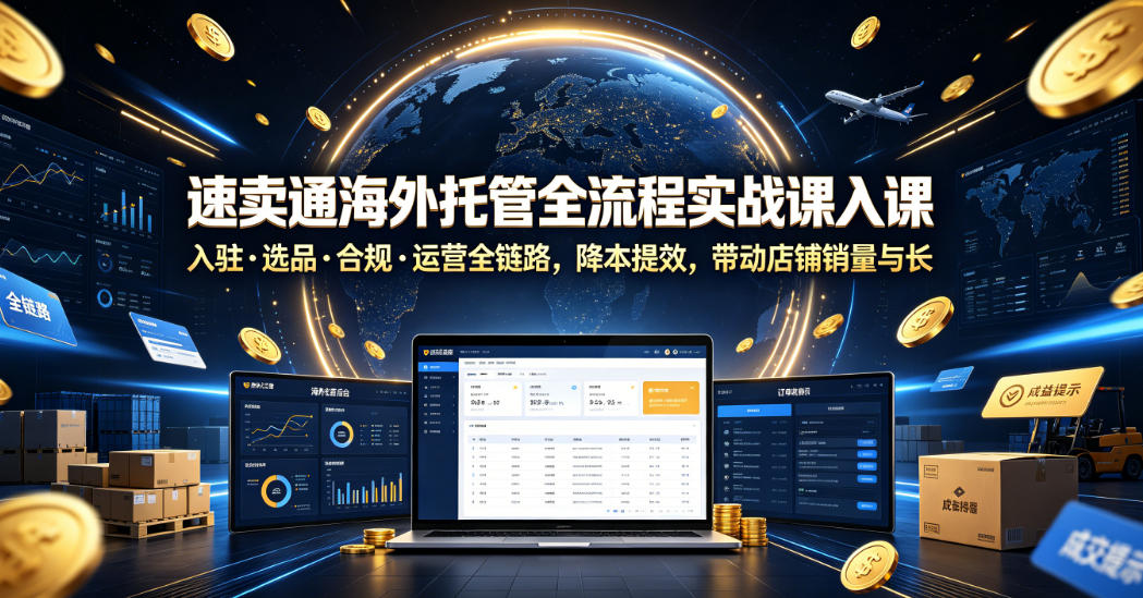 速卖通海外托管全流程实战课入驻・选品・合规・运营全链路，降本提效，带动店铺销量与收益增长-网赚36计