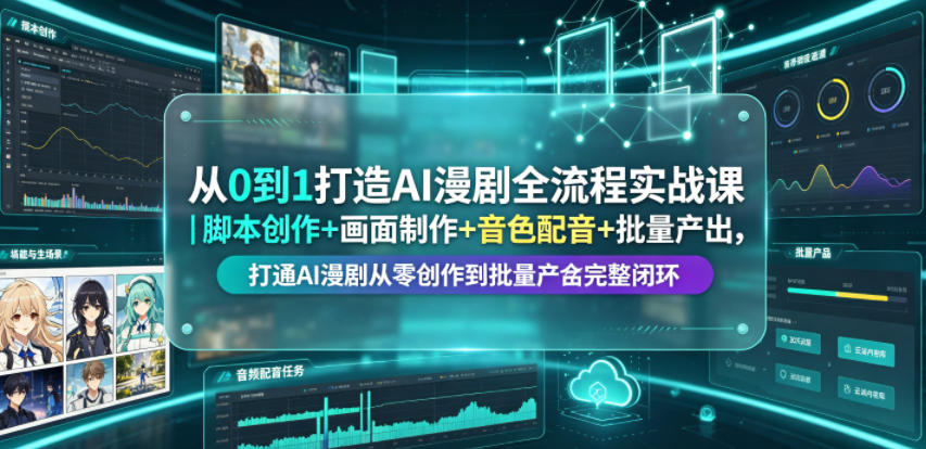 从0到1打造AI漫剧全流程实战课｜脚本创作+画面制作+音色配音+批量产出，打通AI漫剧从零创作到批量量产完整闭环-网赚36计