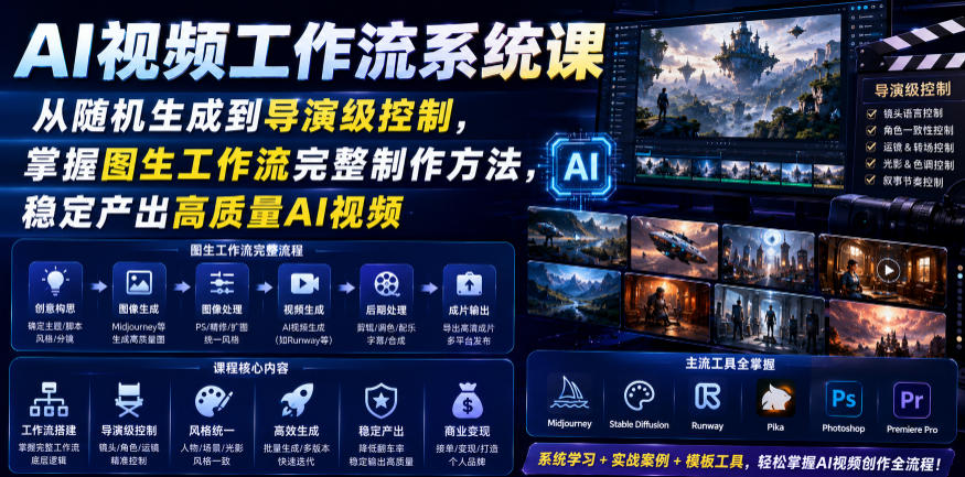 AI视频工作流系统课，从随机生成到导演级控制，掌握图生工作流完整制作方法，稳定产出高质量AI视频-网赚36计