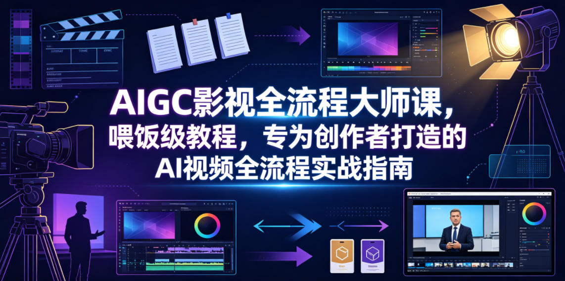AIGC影视全流程大师课，喂饭级教程，专为创作者打造的AI视频全流程实战指南-网赚36计