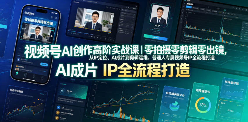 视频号AI创作高阶实战课｜零拍摄零剪辑零出镜，从IP定位、AI成片到剪辑运维，普通人专属视频号IP全流程打造-网赚36计