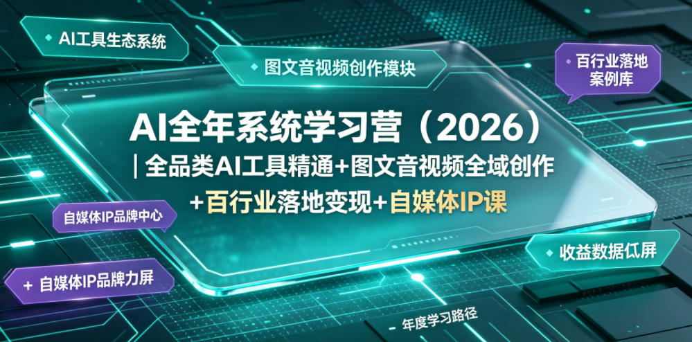 AI全年系统学习营（2026）｜全品类AI工具精通+图文音视频全域创作+百行业落地变现+自媒体IP打造年度进阶大课-网赚36计