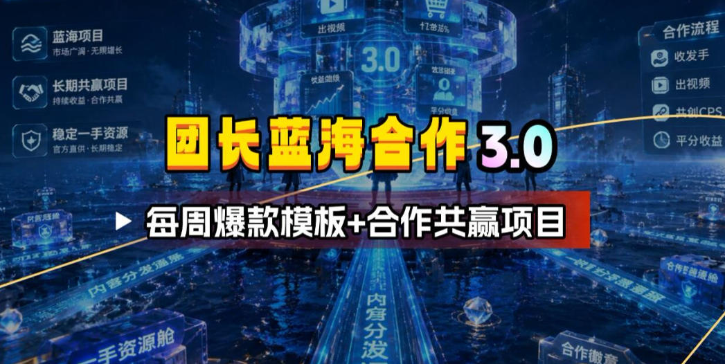 团长蓝海合作3.0，每周爆款模板+合作共赢项目-网赚36计