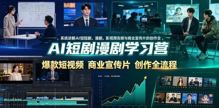 AI短剧漫剧学习营，系统讲解AI短剧、漫剧、影视预告片、爆款短视频与商业宣传片的创作全流程-网赚36计