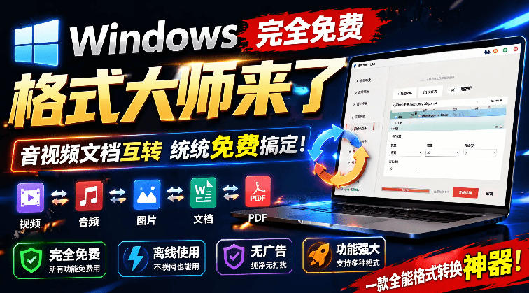 Windows完全免费格式大师来了，音视频文档互转统统免费搞定！免费无广，离线使用格式大师-网赚36计