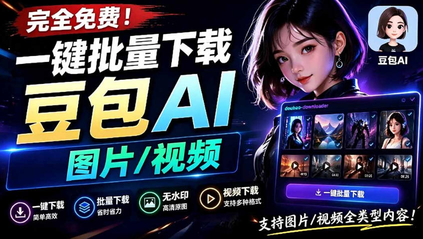 Github最新发布！一键批量下载豆包AI无水印图片/视频，简单易用，自动解析提示词-网赚36计
