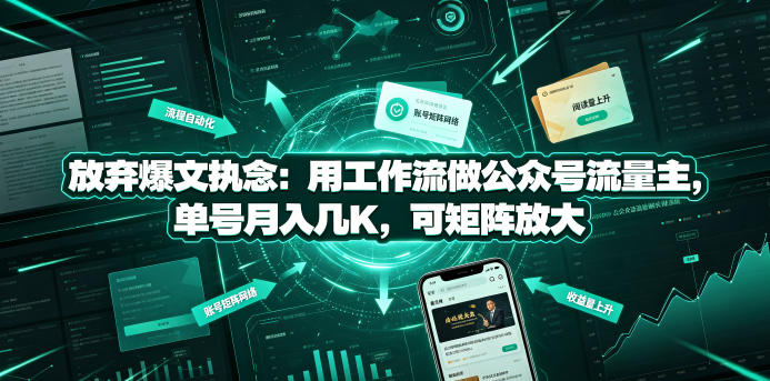 放弃爆文执念:用工作流做公众号流量主,单号月入几K,可矩阵放大-网赚36计