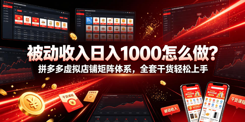 被动收入日入1000怎么做?拼多多虚拟店铺矩阵体系,全套干货轻松上手【揭秘】-网赚36计
