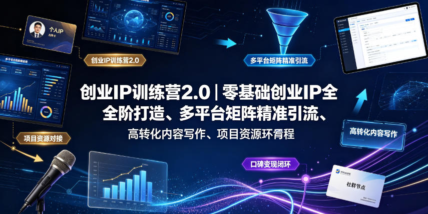 创业IP训练营2.0|零基础创业IP全阶打造、多平台矩阵精准引流、高转化内容写作、项目资源对接与口碑变现闭环课程-网赚36计
