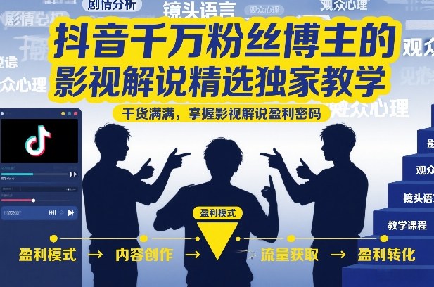 抖音千万粉丝博主的影视解说精选独家教学，干货满满，掌握影视解说盈利密码（更新）-网赚36计