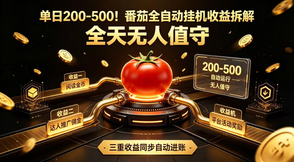 单日200-500！番茄全自动挂G收益拆解，全天无人值守，矩阵操作收益翻倍【揭秘】-网赚36计