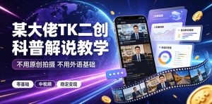 某大佬TK二创科普解说教学,不用原创拍摄不用外语基础,零基础做TikTok中视频稳定变现-网赚36计