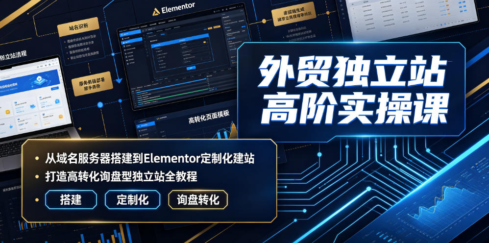 外贸独立站高阶实操课|从域名服务器搭建到Elementor定制化建站,打造高转化询盘型独立站全教程-网赚36计