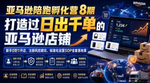 亚马逊陪跑孵化营8期，打造过日出千单的亚马逊店铺，新手0到1开店、注册风控避坑、标准化运营SOP全套落地课-网赚36计