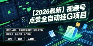 【2026最新】视频号点赞全自动挂G项目，双号日入700+，零基础保姆级教程（附全套工具）【揭秘】-网赚36计