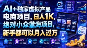 AI+独家虚拟产品电商项目，日人1K，绝对小众蓝海项目，新手都可以月入过万【揭秘】-网赚36计