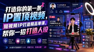 打造你的第一条IP置顶视频，短视频IP打造精品单课，帮你一招打造人设-网赚36计