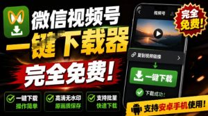 手机端也可下载微信视频号了？完全免费使用，一键解析视频号原视频和封面视频号下载助手v1.1-网赚36计